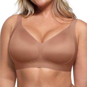 SHAPELLX Brown XL Bra Seamless Comfort No Underwire Minimizer